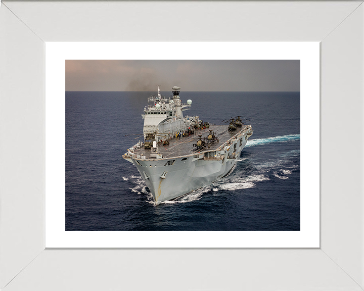 HMS Ocean (L12) Photo Print - Mediterranean 2016 - Royal Navy Landing Platform Helicopter Hampshire Prints 10 x 8 White Frame Yes