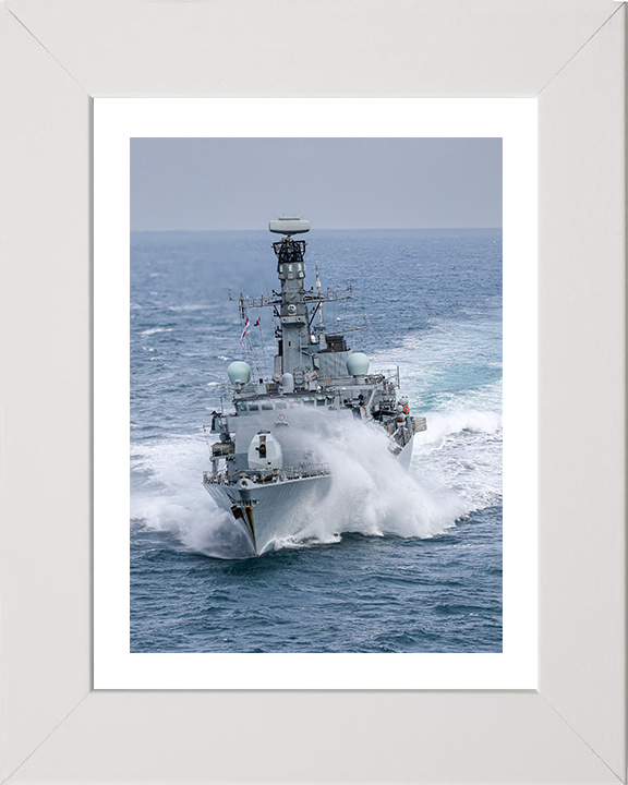 HMS Iron Duke (F234) Photo Print - Bow View 2025 - Royal Navy Type 23 Frigate Hampshire Prints 10 x 8 White Frame Yes
