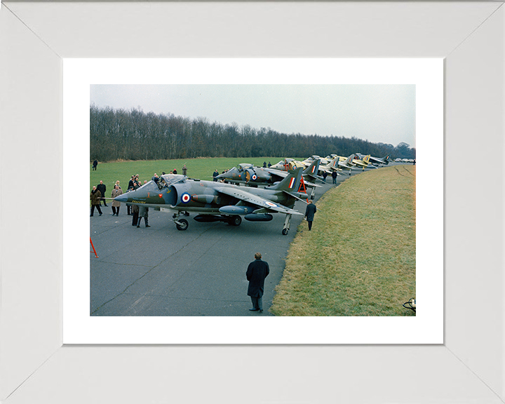 Six Pre-production Hawker Siddeley Harrier GR1s Photo Print - Royal Air Force Aircraft Hampshire Prints 10 x 8 White Frame Yes