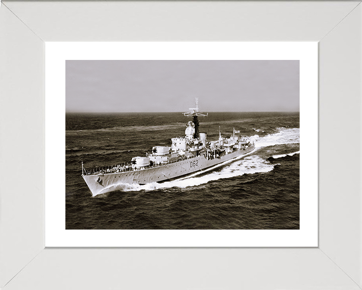 HMS Jutland (D62) Photo Print - At Sea 1961 - Royal Navy Battle Class Destroyer Posters, Prints, & Visual Artwork Hampshire Prints 10 x 8 White Frame Yes