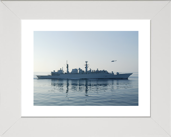 HMS Campbeltown (F86) Royal Navy Type 22 Frigate Starboard Beam Reflections Photo Print Wall Art Decor Posters, Prints, & Visual Artwork Hampshire Prints 10 x 8 White Frame Yes