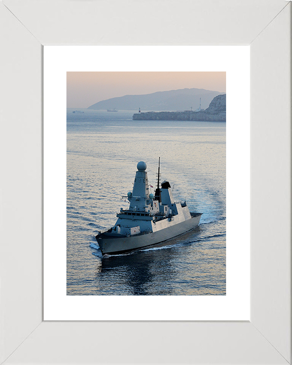 HMS Dauntless (D33) Royal Navy Type 45 Destroyer Turns Portrait Photo Print Wall Art Decor Posters, Prints, & Visual Artwork Hampshire Prints 10 x 8 White Frame Yes