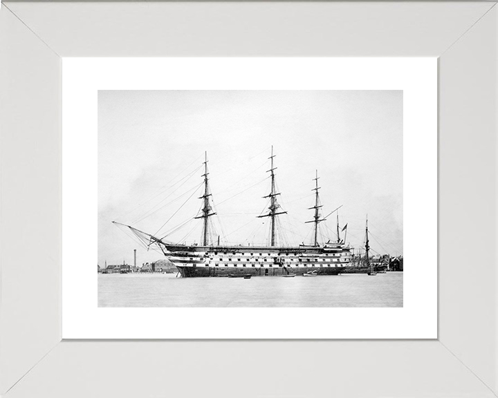 HMS Britannia (Prince of Wales) 1860 Royal Navy Training Ship Port Side Photo Print Wall Art Decor Posters, Prints, & Visual Artwork Hampshire Prints 10 x 8 White Frame Yes