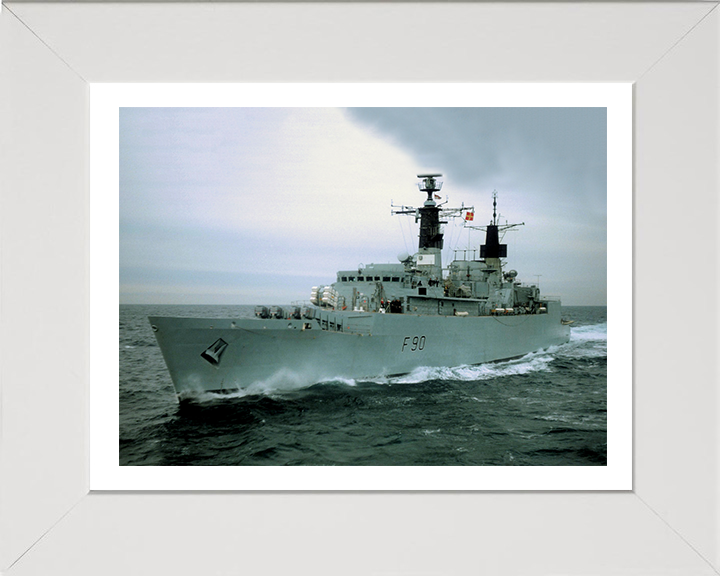 HMS Brilliant (F90) Photo Print - At Sea Port Bow View - Royal Navy Type 22 Frigate Hampshire Prints 10 x 8 White Frame Yes