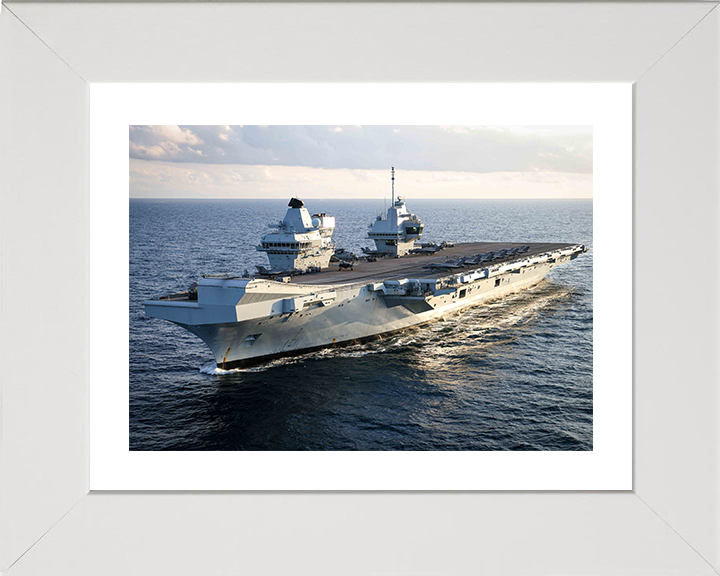 HMS Prince of Wales (R09) Photo Print - At Sea July 2025 - Royal Navy Queen Elizabeth Class Aircraft Carrier Hampshire Prints 10 x 8 White Frame Yes