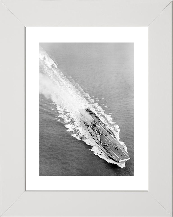 HMS Eagle (R05) Royal Navy Audacious Class Aircraft Carrier From Above Photo Print Wall Art Decor Posters, Prints, & Visual Artwork Hampshire Prints 10 x 8 White Frame Yes