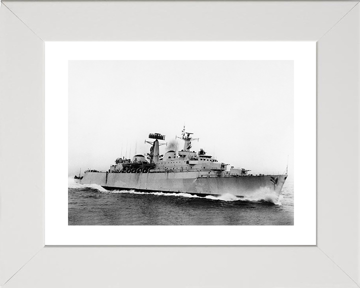 HMS Devonshire (D02) Photo Print - Underway 1963 - Royal Navy County Class Destroyer Posters, Prints, & Visual Artwork Hampshire Prints 10 x 8 White Frame Yes