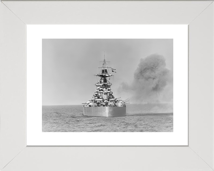 HMS Rodney (29) Royal Navy Nelson Class Battleship Normandy 1944 Photo Print Wall Art Poster Posters, Prints, & Visual Artwork Hampshire Prints 10 x 8 White Frame Yes