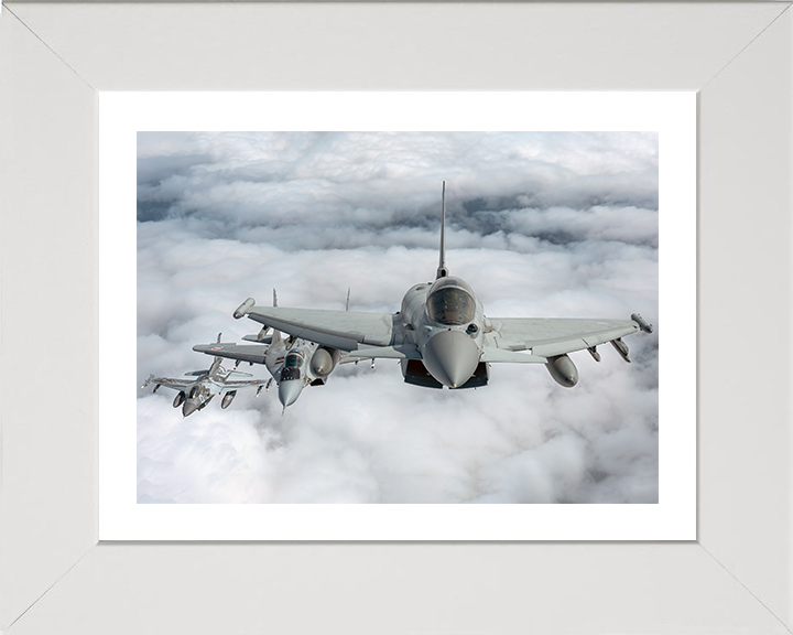 RAF Typhoon an F-16 and MiG-29 Jets Photo Print - Royal Air Force Aircraft Hampshire Prints 10 x 8 White Frame Yes