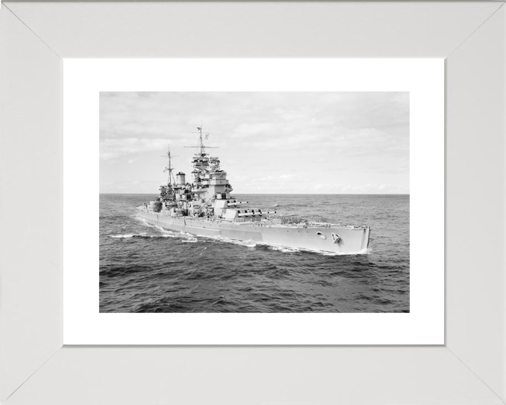 HMS Duke of York (17) Royal Navy King George V Class Battleship Underway Photo Print Wall Art Decor Posters, Prints, & Visual Artwork Hampshire Prints 10 x 8 White Frame Yes