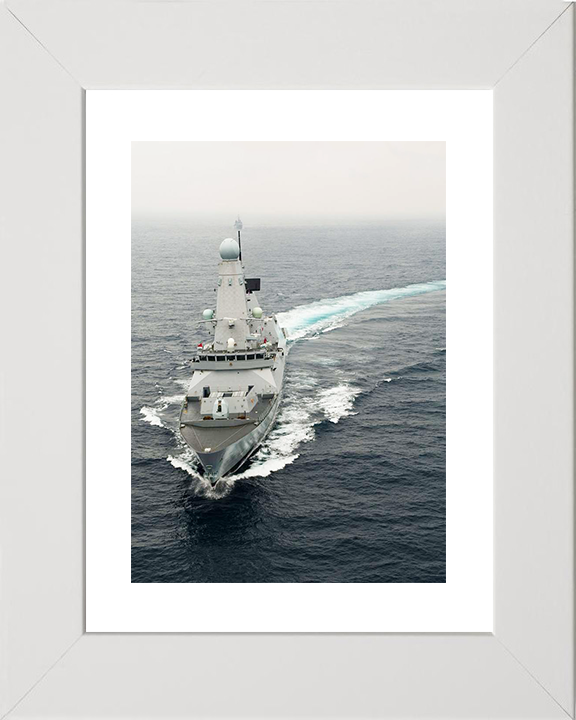 HMS Dauntless (D33) Royal Navy Type 45 Destroyer Turns To Port Portrait Photo Print Wall Art Decor Posters, Prints, & Visual Artwork Hampshire Prints 10 x 8 White Frame Yes