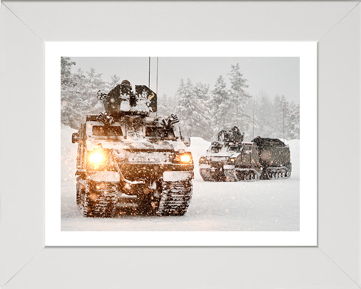 Royal Marines Driving an Armoured Support Group Viking | Photo Print | Framed Print | Military | Commando | Wall Art | Decor | Photography Hampshire Prints 10 x 8 White Frame Yes