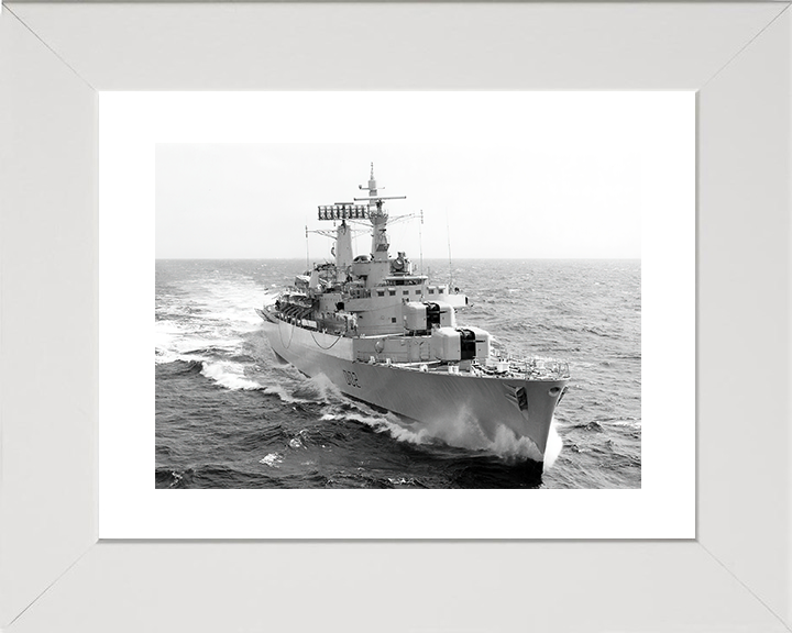 HMS Devonshire (D02) Royal Navy County Class Destroyer Starboard Bow View Photo Print Wall Art Decor Posters, Prints, & Visual Artwork Hampshire Prints 10 x 8 White Frame Yes