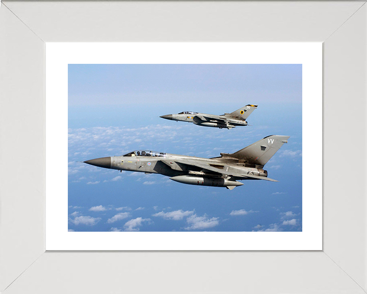 RAF Tornado F3s Over the Nevada Desert 2005 Photo Print - Royal Air Force Aircraft Posters, Prints, & Visual Artwork Hampshire Prints 10 x 8 White Frame Yes