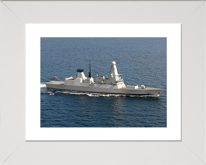 HMS Daring (D32) Royal Navy Type 45 Destroyer High Starboard Beam View Photo Print Wall Art Decor Posters, Prints, & Visual Artwork Hampshire Prints 10 x 8 White Frame Yes