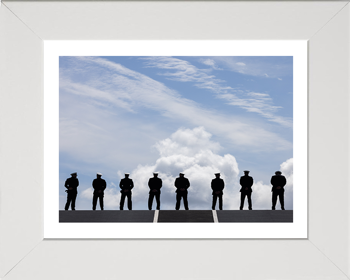 Sailors on a flight desk Ski Jump Photo Print - Royal Navy Hampshire Prints 10 x 8 White Frame Yes