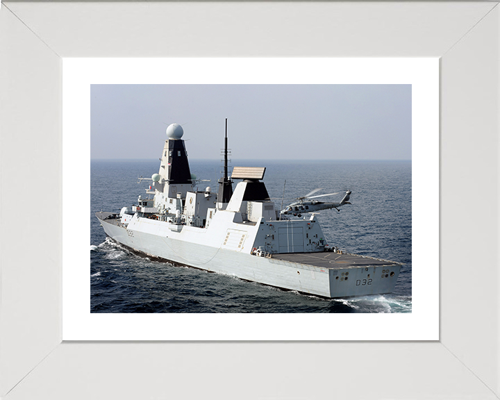 HMS Daring (D32) Photo Print - With Seahawk Helicopter 2012 - Royal Navy Type 45 Destroyer Posters, Prints, & Visual Artwork Hampshire Prints 10 x 8 White Frame Yes