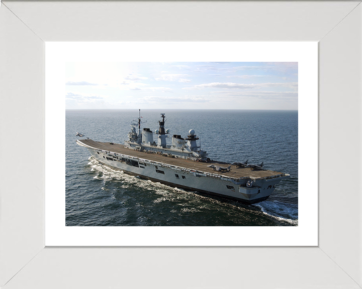 HMS Illustrious (R06) Photo Print - At Sea 2009 - Royal Navy Invincible Class Aircraft Carrier Hampshire Prints 10 x 8 White Frame Yes