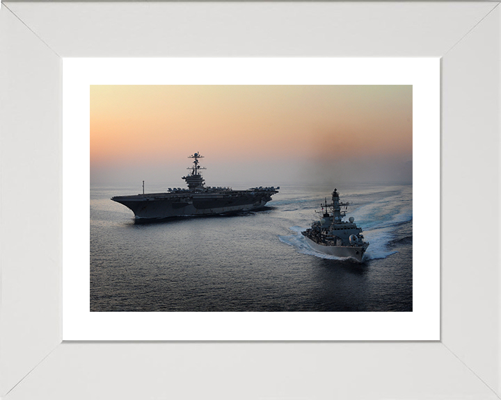 HMS St Albans (F83) Photo Print - With USS John C Stennis - Royal Navy Type 23 Frigate Hampshire Prints 10 x 8 White Frame Yes