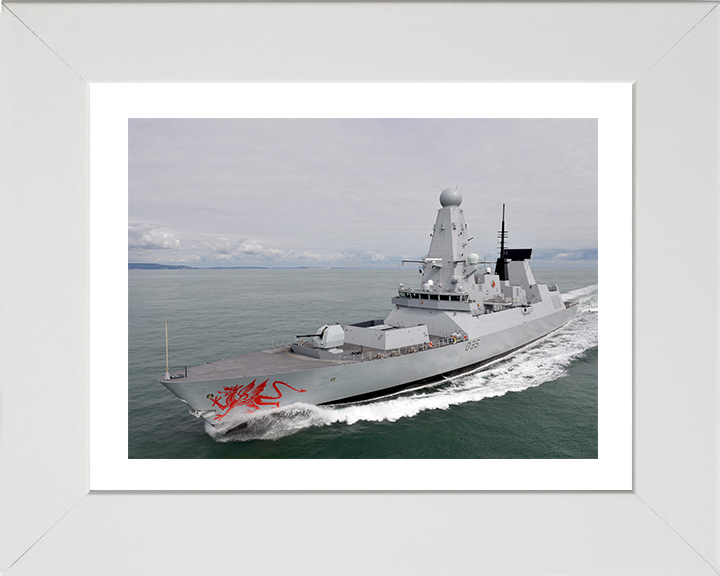 HMS Dragon (D35) Photo Print - At Speed 2011 - Royal Navy Type 45 Destroyer Hampshire Prints 10 x 8 White Frame Yes