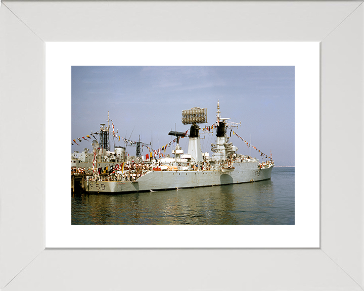 HMS Chichester (F59) Royal Navy Salisbury Class Frigate Dress Ship Photo Print Wall Art Decor Posters, Prints, & Visual Artwork Hampshire Prints 10 x 8 White Frame Yes