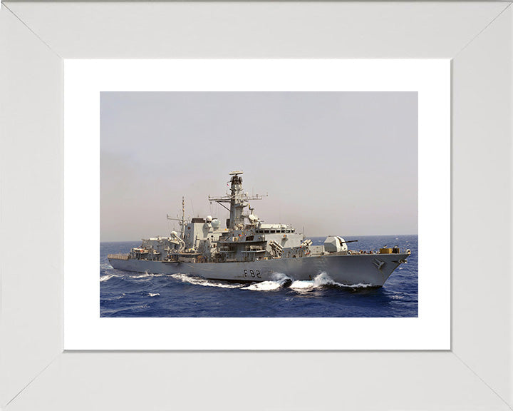 HMS Somerset (F82) Photo Print - Starboard View - Royal Navy Type 23 Frigate Hampshire Prints 10 x 8 White Frame Yes