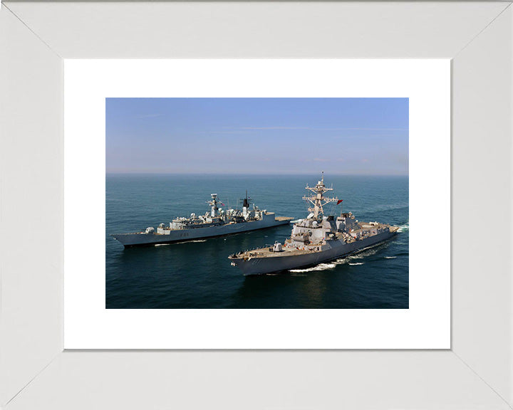 HMS Cumberland (F85) Photo Print - Alongside USS Winston S. Churchill - - Royal Navy Type 22 Frigate Hampshire Prints 10 x 8 White Frame Yes