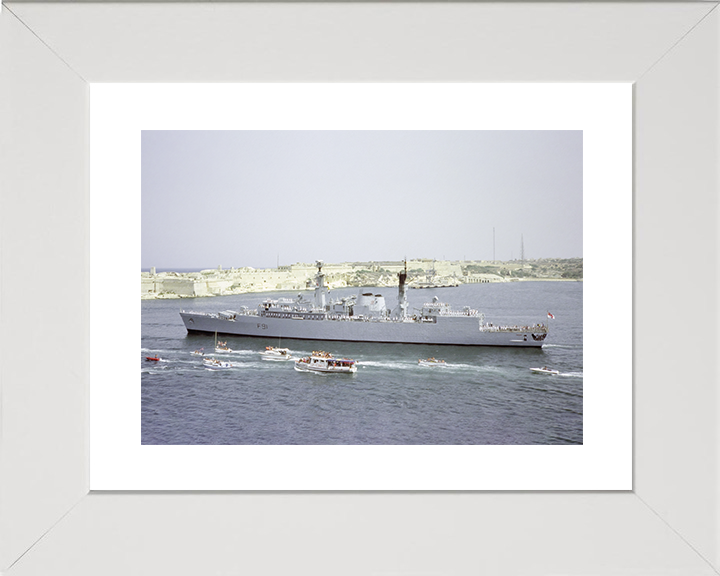 HMS Brazen (F91) Royal Navy Type 22 Frigate Leaving Valletta Malta Photo Print Wall Art Decor Posters, Prints, & Visual Artwork Hampshire Prints 10 x 8 White Frame Yes