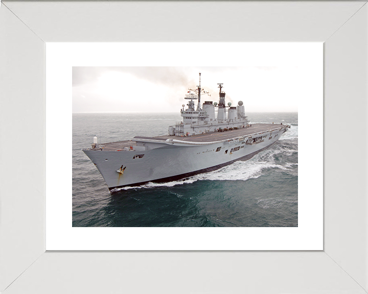 HMS Ark Royal (R07) Royal Navy Invincible Class Aircraft Carrier At sea Photo Print Wall Art Decor Posters, Prints, & Visual Artwork Hampshire Prints 10 x 8 White Frame Yes
