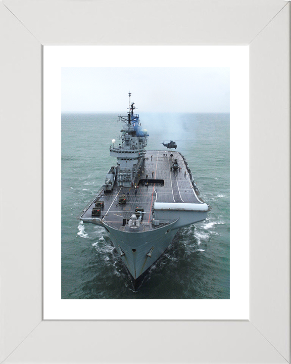 HMS Illustrious (R06) Photo Print - Bow View 2009 - Royal Navy Invincible Class Aircraft Carrier Hampshire Prints 10 x 8 White Frame Yes