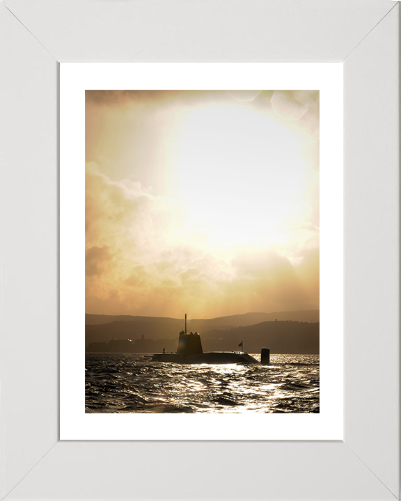 HMS Astute (S119) Photo Print - At Sunset 2009 - Royal Navy Astute Class Submarine Hampshire Prints 10 x 8 White Frame Yes