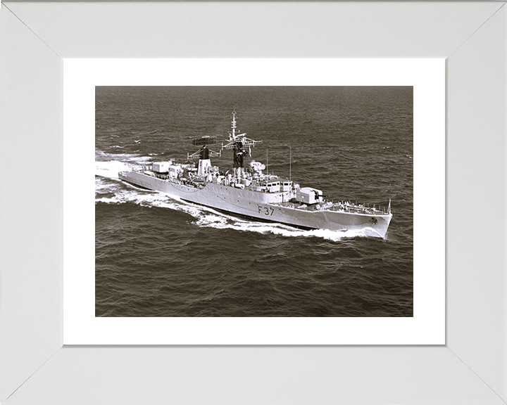 HMS Jaguar (F37) Photo Print - At Sea 1972 - Royal Navy Leopard Class Frigate Hampshire Prints 10 x 8 White Frame Yes