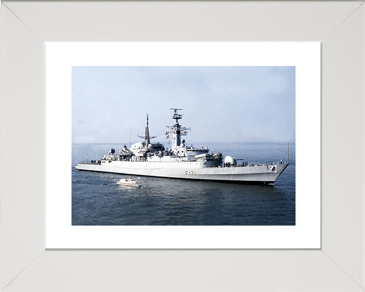 HMS Active (F171) Royal Navy Type 21 Frigate Photo Print Entering Harbour Warship Wall Art Posters, Prints, & Visual Artwork Hampshire Prints 10 x 8 White Frame Yes