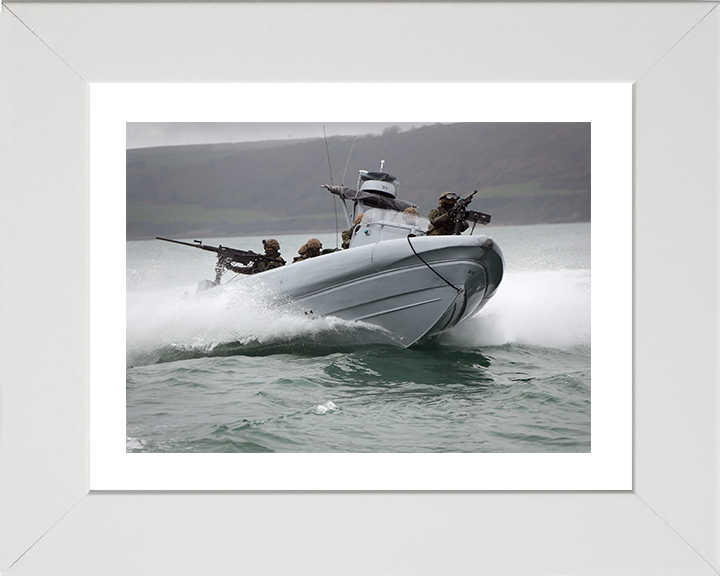 Royal Marines on a Commando Raiding Craft (CRC) Photo Print - 47 Commando Hampshire Prints 10 x 8 White Frame Yes