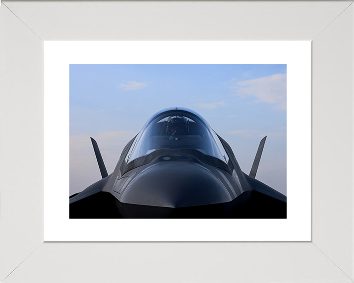RAF F-35B Jet Pilot cockpit Closeup Royal Air Force Aircraft Photo Print Wall Art Aviation Decor UK Posters, Prints, & Visual Artwork Hampshire Prints 10 x 8 White Frame Yes