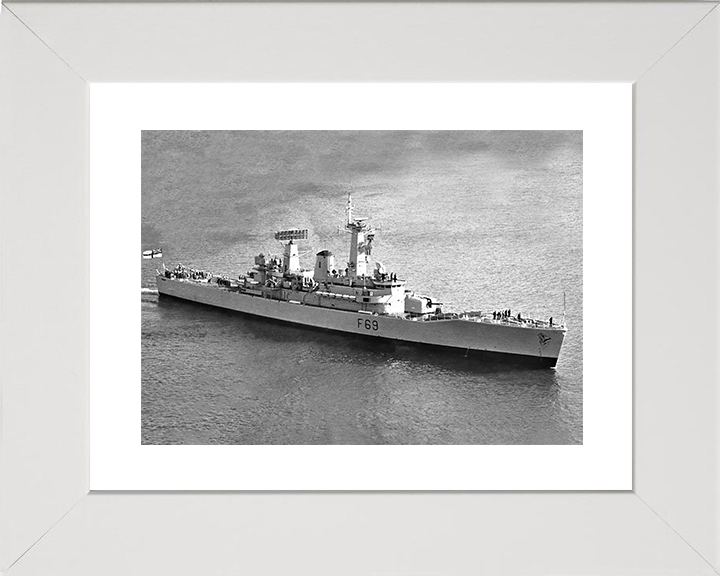 HMS Bacchante (F69) Royal Navy Leander Class Frigate High Starboard Bow View Photo Print Wall Art Decor Posters, Prints, & Visual Artwork Hampshire Prints 10 x 8 White Frame Yes
