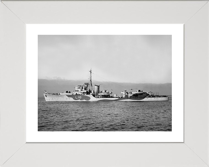 HMS Stevenstone (L16) Photo Print - Port Side 1947 - Royal Navy Hunt Class Destroyer Posters, Prints, & Visual Artwork Hampshire Prints 10 x 8 White Frame Yes