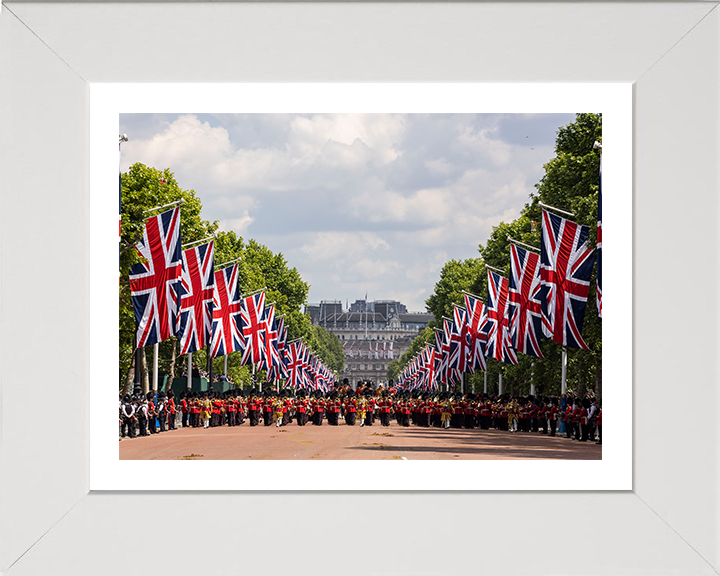 Household Division March on the Mall London Photo Print - British Army Hampshire Prints 10 x 8 White Frame Yes