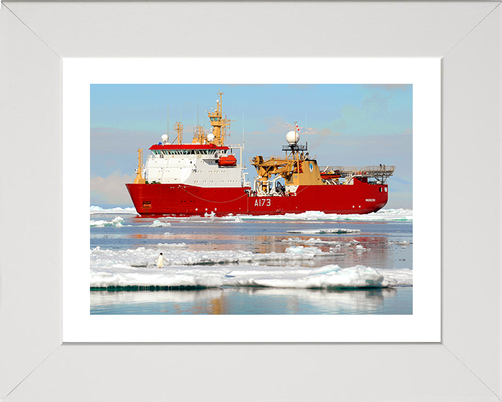 HMS Protector (A173) Photo Print - Reflections 2016 - Royal Navy Ice Patrol Vessel Hampshire Prints 10 x 8 White Frame Yes