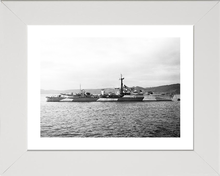 HMS Tartar G43 (F43) Photo Print - At a buoy Apr 1944 - Royal Navy Tribal class Destroyer Hampshire Prints 10 x 8 White Frame Yes