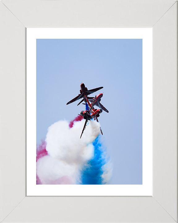 RAF Red Arrows Breaking Formation Photo Print - Royal Air Force Aircraft Hampshire Prints 10 x 8 White Frame Yes