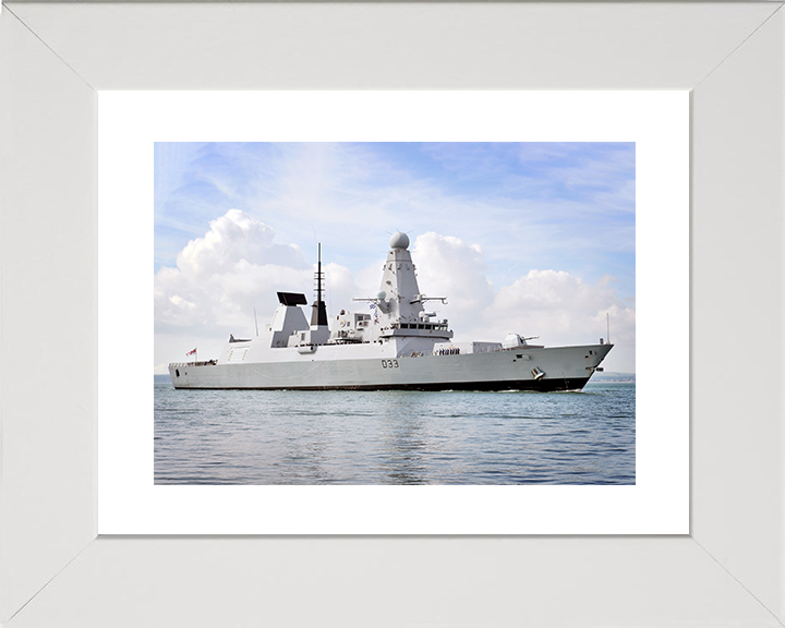 HMS Dauntless (D33) Royal Navy Type 45 Destroyer Low Starboard Side View Photo Print Wall Art Decor Posters, Prints, & Visual Artwork Hampshire Prints 10 x 8 White Frame Yes