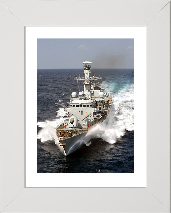 HMS Portland (F79) Photo Print - At Speed 2008 - Royal Navy Type 23 Frigate Hampshire Prints 10 x 8 White Frame Yes
