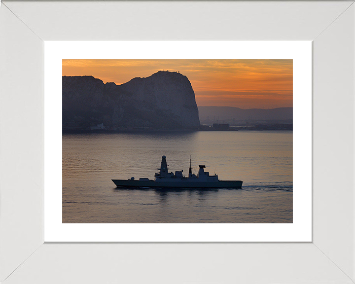 HMS Dauntless (D33) Photo Print - Gibraltar 2015 - Royal Navy Type 45 Destroyer Posters, Prints, & Visual Artwork Hampshire Prints 10 x 8 White Frame Yes