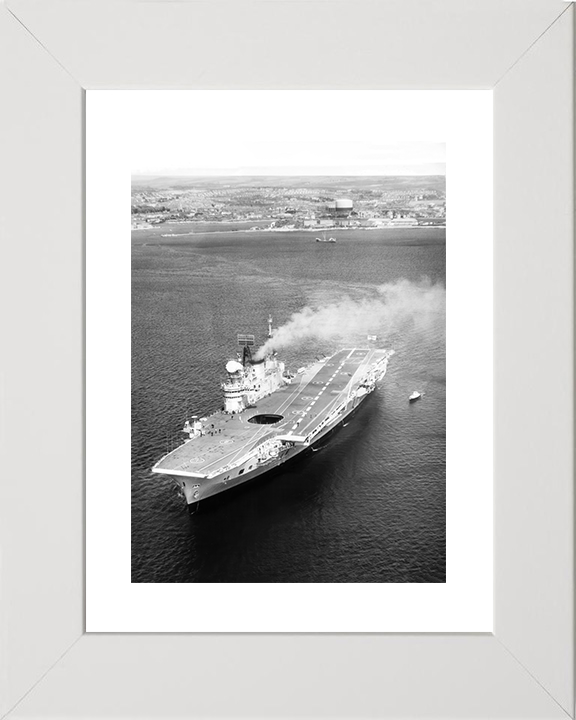 HMS Eagle (R05) Royal Navy Audacious Class Aircraft Carrier High Port Bow View Photo Print Wall Art Decor Posters, Prints, & Visual Artwork Hampshire Prints 10 x 8 White Frame Yes
