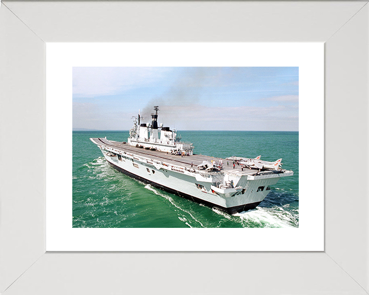 HMS Ark Royal (R07) Royal Navy Invincible Class Aircraft Carrier Port Bow View Photo Print Wall Art Decor Posters, Prints, & Visual Artwork Hampshire Prints 10 x 8 White Frame Yes