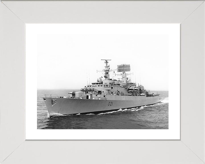 HMS Norfolk (D21) Photo Print - Low Port Side View - Royal Navy County Class Destroyer Hampshire Prints 10 x 8 White frame Yes