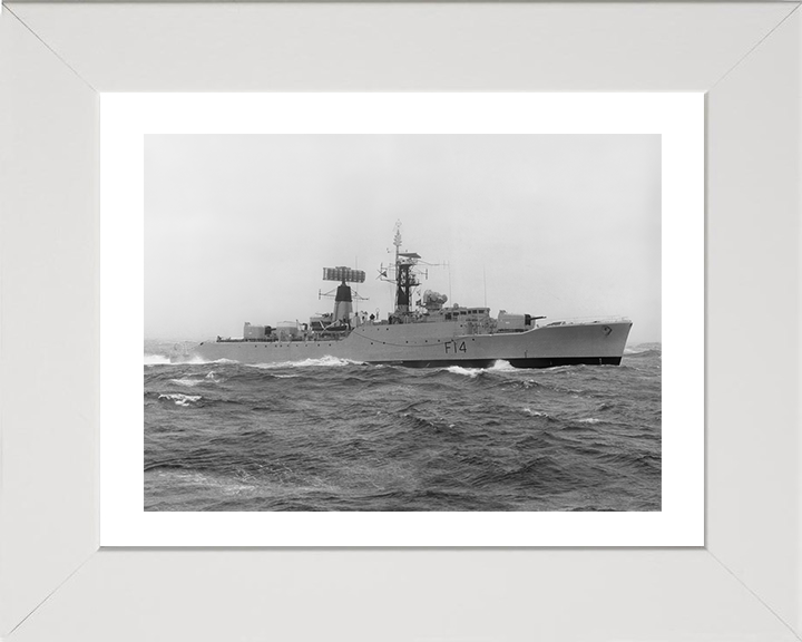 HMS Leopard (F14) Photo Print - At Sea 1973 - Royal Navy Leopard Class Frigate Hampshire Prints 10 x 8 White Frame Yes