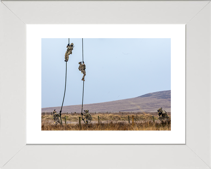 Royal Marines Commandos Fast Rope from a Chinook 2026 Photo Print 42 Commando Wall Art Military Decor Posters, Prints, & Visual Artwork Hampshire Prints 10 x 8 White Frame Yes