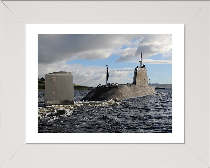 HMS Ambush (S120) Photo Print - Starboard Quarter View 2012 - Royal Navy Astute Class Submarine Hampshire Prints 10 x 8 White Frame Yes